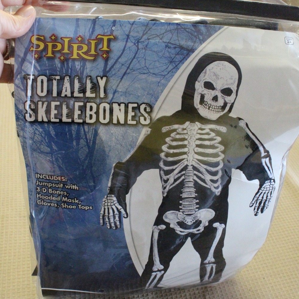 Spirit Halloween Totally Skelebones Costume Child Large 12-14 Black Spooky Y2K